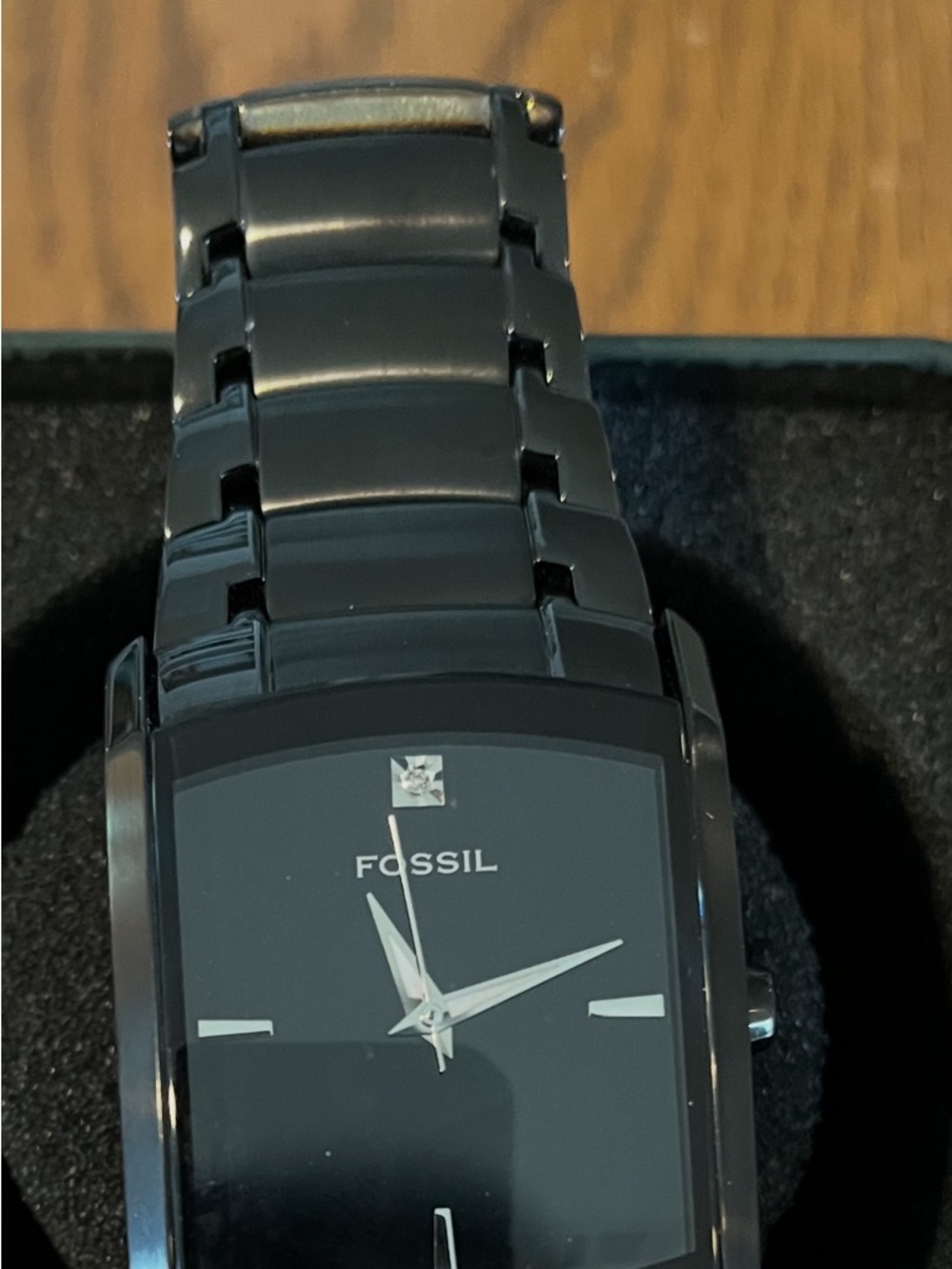 Fossil Men's Black Rectangular Stainless Steel Watch - Picture 5 of 7